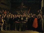Gerard ter Borch the Younger Ratification of the Peace of Munster between Spain and the Dutch Republic in the town hall of Munster, 15 May 1648. china oil painting artist